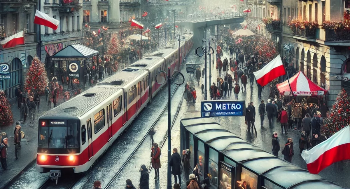 Komunikacja, poruszać Bielanach Warszawie listopada - zdjęcie, fotografia