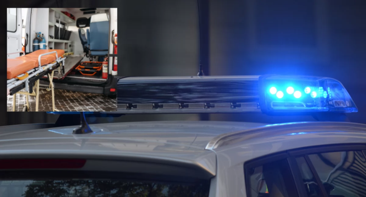 Akcja policji, Wypadek udziałem motocyklisty Bielanach - zdjęcie, fotografia